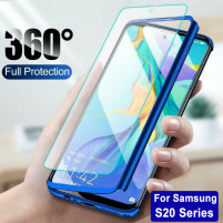 Твърд калъф лице и гръб 360 градуса със скрийн протектор FULL Body Cover за Samsung Galaxy S20 Plus G985 син